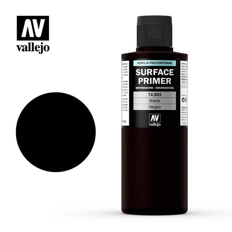 Vallejo Acrylic Polyurethane - Primer Black 200ml 74.602